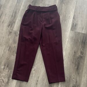 Ann Taylor Burgundy Belted Trousers